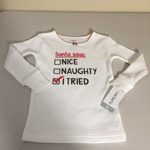 Girls Carter's Santa Says Holiday Long Sleeve Waffle Knit Shirt Size 2T